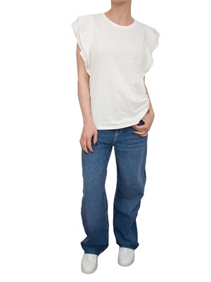 T-shirt bianco panna Liu Jo manica rouches in DONNA