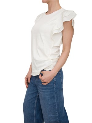T-shirt bianco panna Liu Jo manica rouches in DONNA