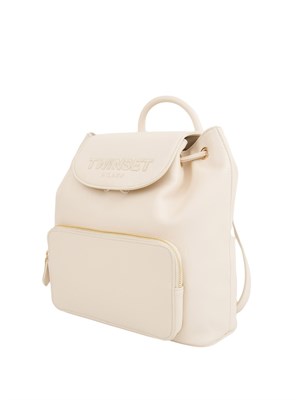 TWIN-SET Zaino avorio Twinset nappa liscia e logo su patta in DONNA