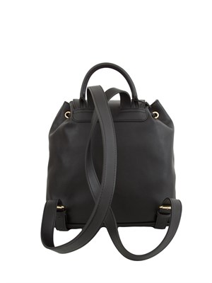 TWIN-SET Zaino nero Twinset nappa liscia e logo su patta in DONNA