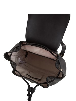 TWIN-SET Zaino nero Twinset nappa liscia e logo su patta in DONNA