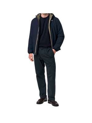 Giubbino reversibile Jack K-Way waterproof blu/khaki in UOMO
