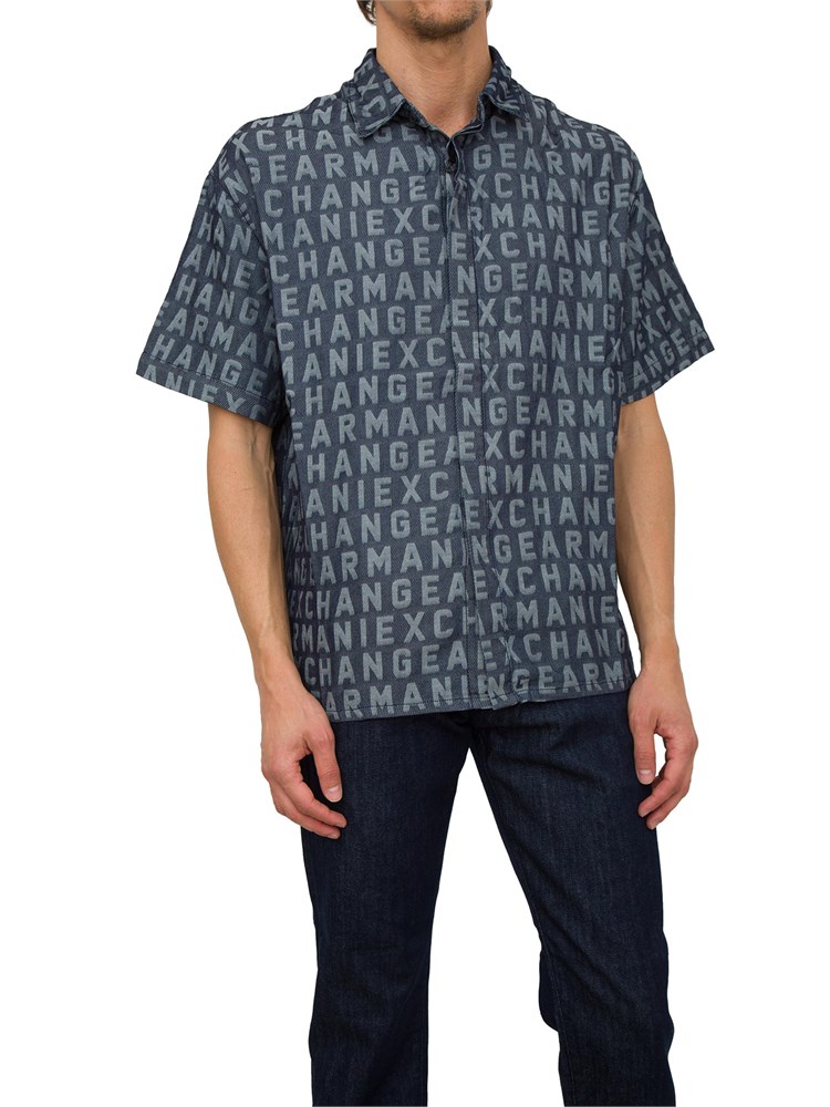 CAMICIA MANICA CORTA ARMANI EXCHANGE BLU DENIM
