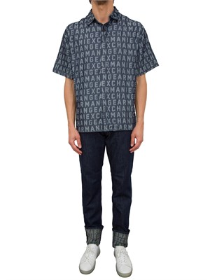 CAMICIA MANICA CORTA ARMANI EXCHANGE BLU DENIM in UOMO