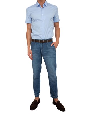 Camicia Boss P-Ray in cotone azzurro in UOMO