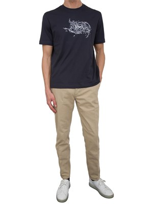 T-shirt Emporio Armani blu in jersey con ricamo logo e onde infrante in UOMO