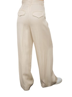 Pantalone Emme Marella in Twill di Viscosa e Lino. in DONNA