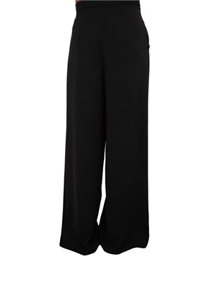Pantaloni lunghi donna iBlues in crêpe fluido nero con linea wide leg in DONNA