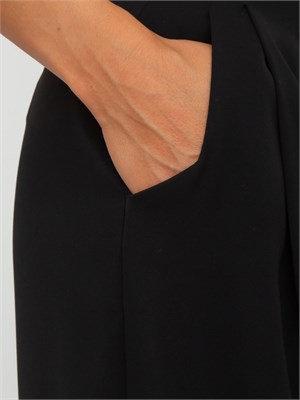 Pantaloni lunghi donna iBlues in crêpe fluido nero con linea wide leg in DONNA