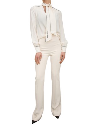 Camicia avorio in georgette con sciarpa e piping Elisabetta Franchi in DONNA