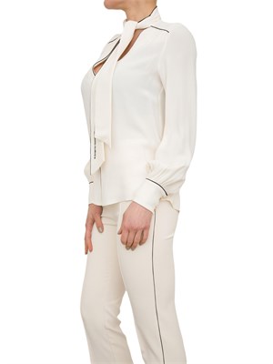 Camicia avorio in georgette con sciarpa e piping Elisabetta Franchi in DONNA
