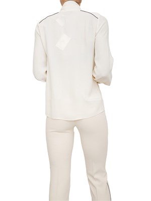 Camicia avorio in georgette con sciarpa e piping Elisabetta Franchi in DONNA