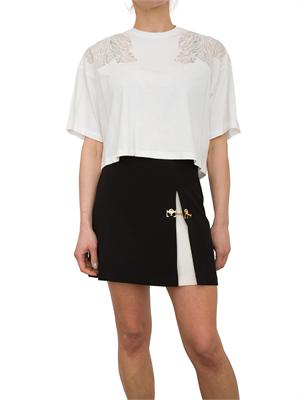 T-shirt bianca con ricamo fiore tono su tono Elisabetta Franchi in DONNA