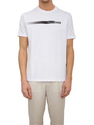 T-shirt Paul & Shark bianco in jersey di cotone con stampa in UOMO
