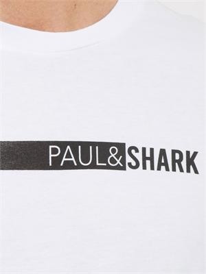 T-shirt Paul & Shark bianco in jersey di cotone con stampa in UOMO