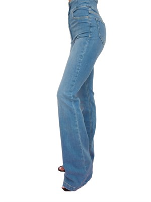Jeans Elisabetta Franchi a vita alta con bottoni dorati e gamba svasata in DONNA