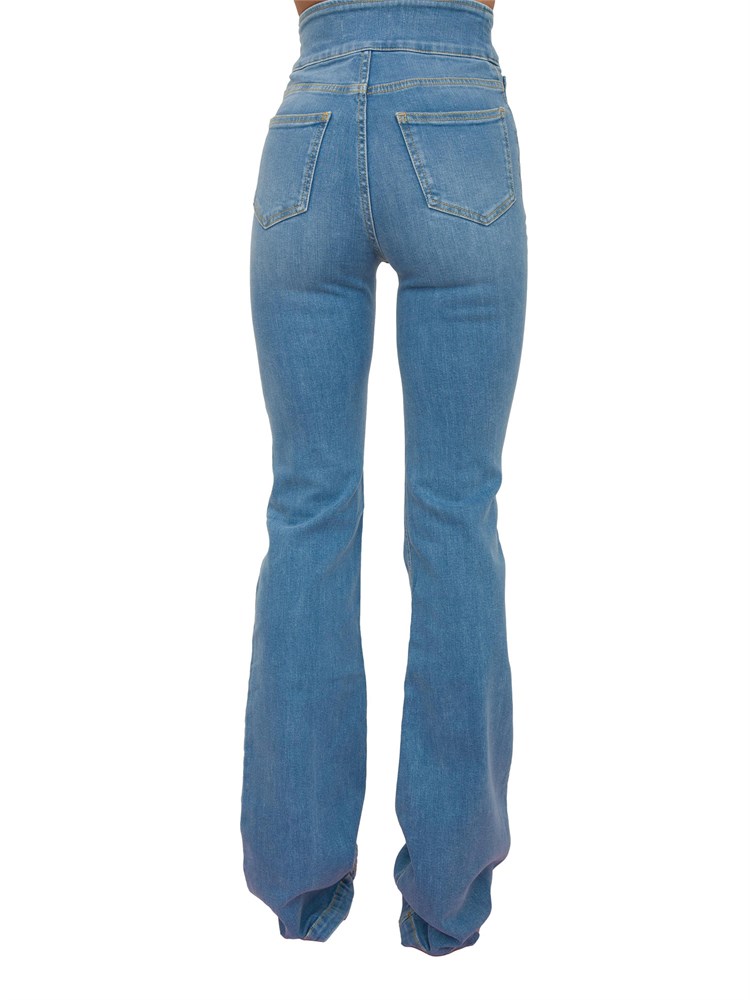 Jeans Elisabetta Franchi a vita alta con bottoni dorati e gamba svasata