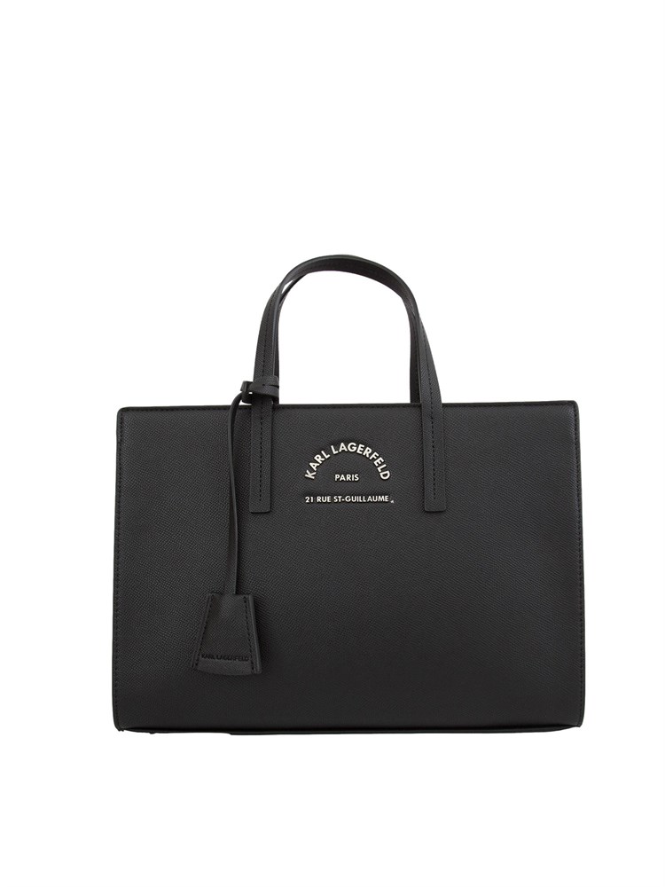 K.LAGERFELD Borsa a mano nera Karl Lagerfeld con logo metallico