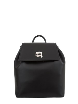 K.LAGERFELD Zaino nero in ecopelle Karl Lagerfeld con patta logata in DONNA
