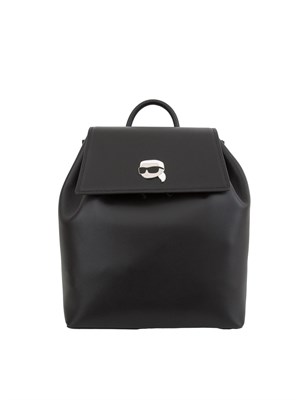 K.LAGERFELD Zaino nero in ecopelle Karl Lagerfeld con patta logata in DONNA