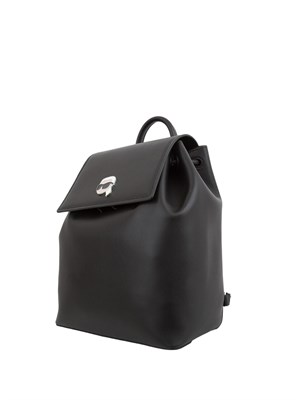 K.LAGERFELD Zaino nero in ecopelle Karl Lagerfeld con patta logata in DONNA
