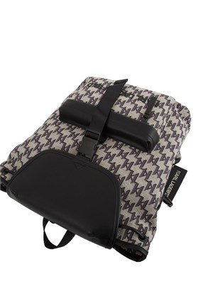 K.LAGERFELD Zaino tessuto logo all over Karl Lagerfeld con coulisse e patta con fibbia in DONNA