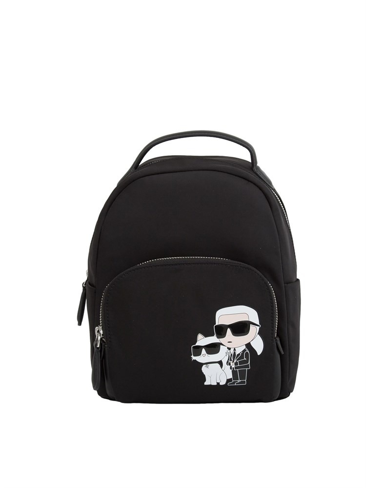 K.LAGERFELD Zaino nero Karl Lagerfeld con zip e logo tasca avanti