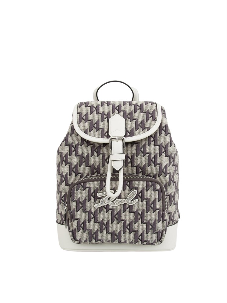 K.LAGERFELD Zaino Karl Lagerfeld in tessuto logo all over ed inserti in ecopelle