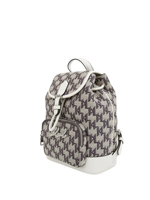 K.LAGERFELD Zaino Karl Lagerfeld in tessuto logo all over ed inserti in ecopelle in DONNA