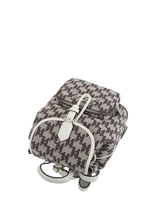 K.LAGERFELD Zaino Karl Lagerfeld in tessuto logo all over ed inserti in ecopelle in DONNA