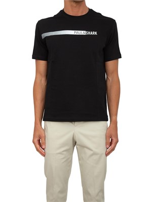 T-shirt Paul & Shark nero in jersey di cotone con stampa in UOMO