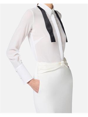 Camicia avorio in georgette con cravattino Elisabetta Franchi in DONNA