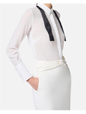 Camicia avorio in georgette con cravattino Elisabetta Franchi in DONNA