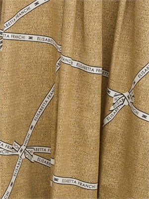 Gonna in cotone con stampa rafia e nastro Elisabetta Franchi in DONNA