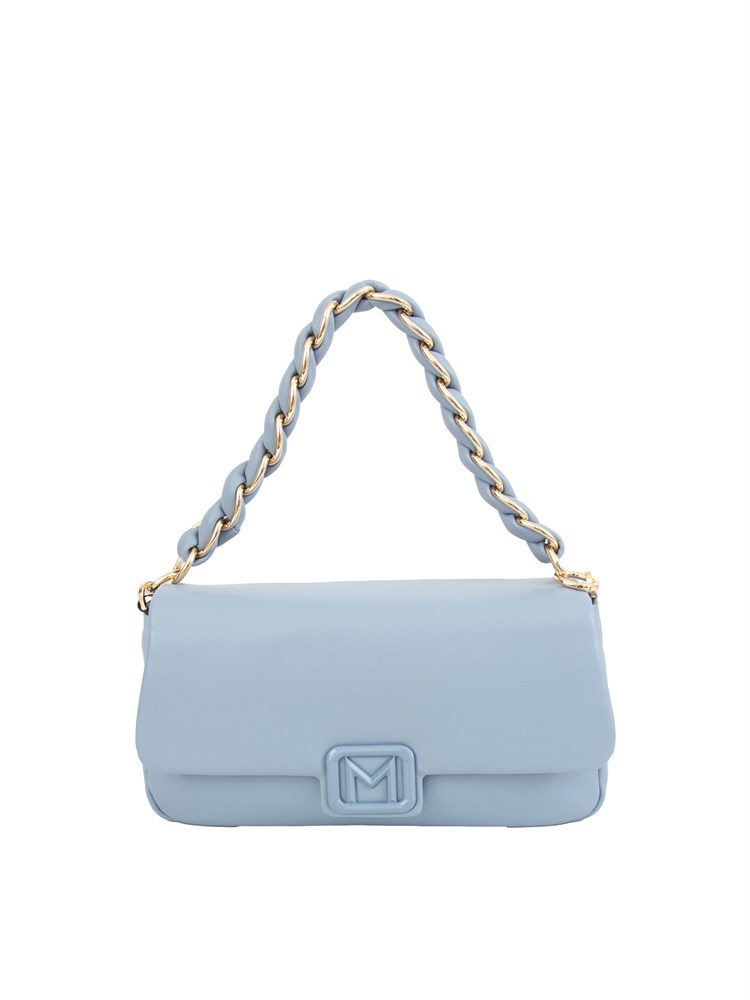 Borsa Marella in similpelle celeste con manico intrecciato