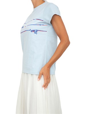 T-shirt donna iBlues in cotone celeste ricamato con logo in DONNA
