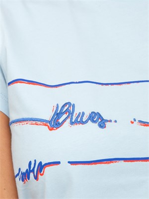 T-shirt donna iBlues in cotone celeste ricamato con logo in DONNA