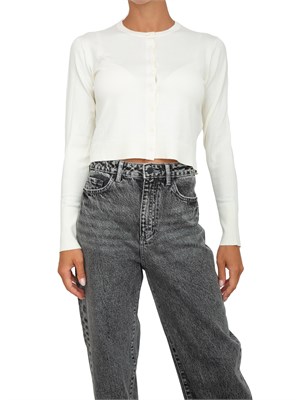 Cardigan bianco Emme Marella con bordi a costine in DONNA