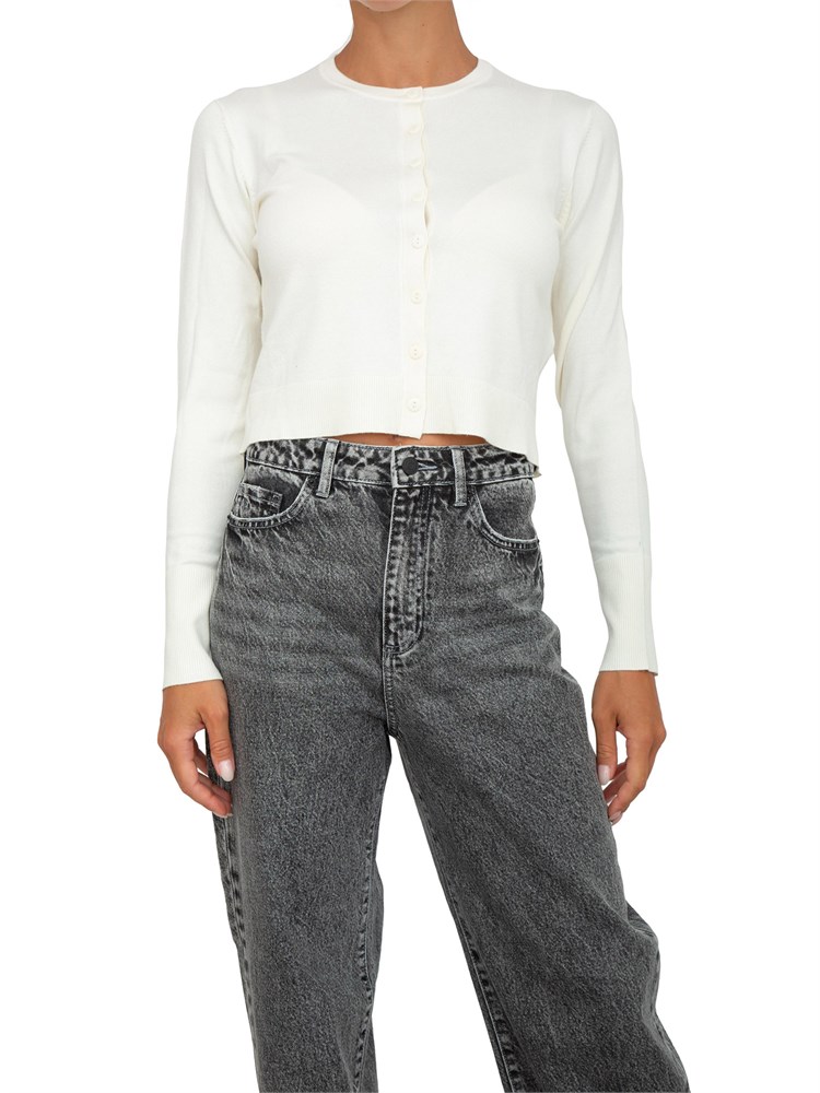 Cardigan bianco Emme Marella con bordi a costine