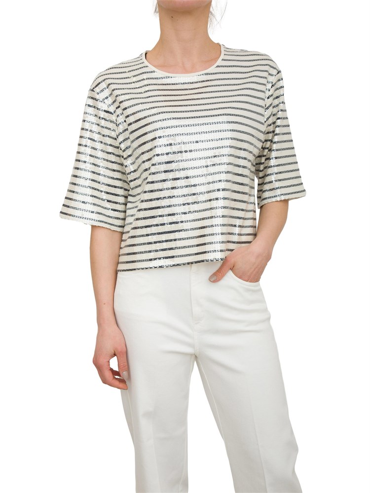T-shirt boxy con paillette Marella a righe