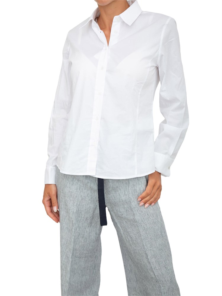 Camicia donna iBlues  modello sfiancato a maniche lunghe in popeline bianco