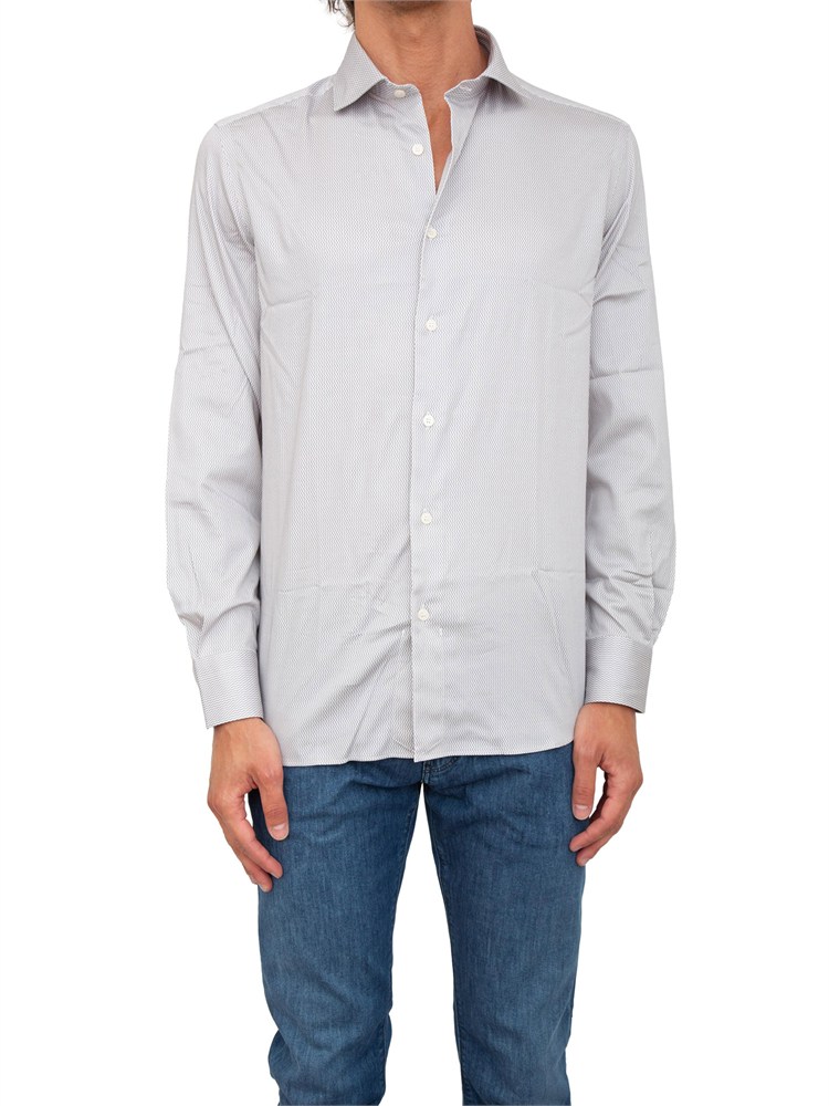 Camicia uomo grigia Emporio Armani con pattern zig zag stampato all over