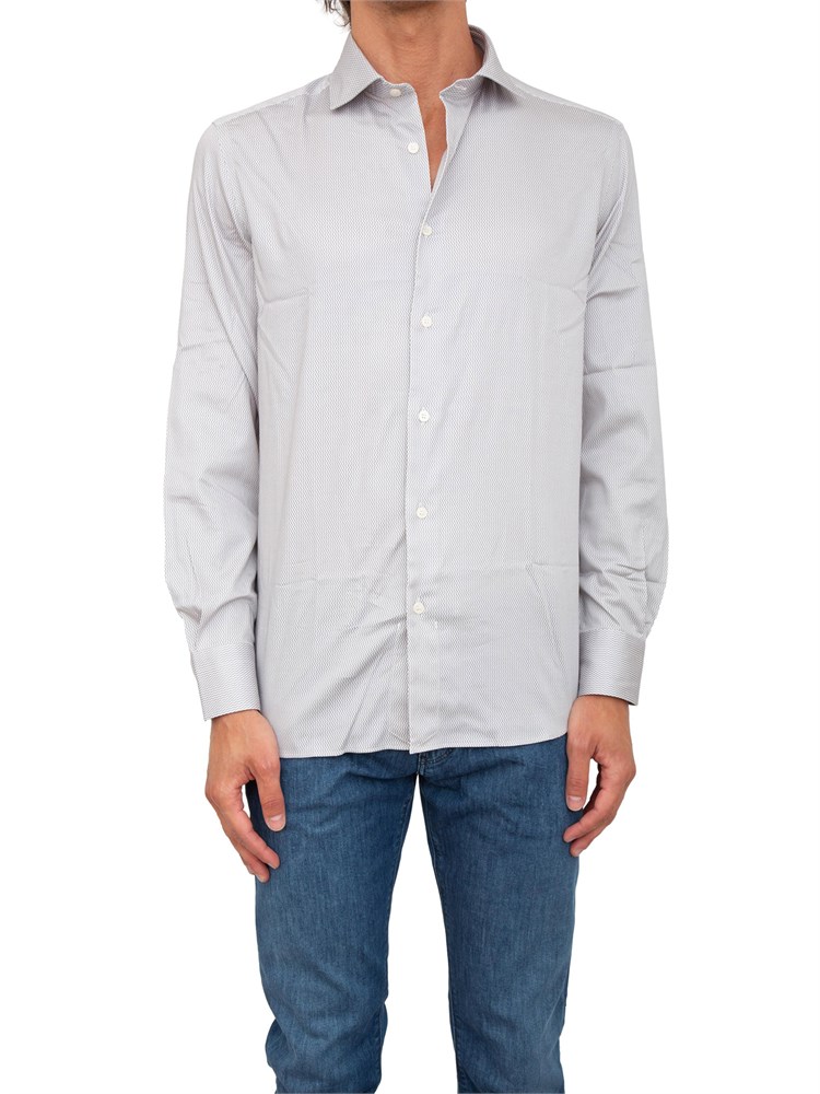 Camicia uomo grigia Emporio Armani con pattern zig zag stampato all over