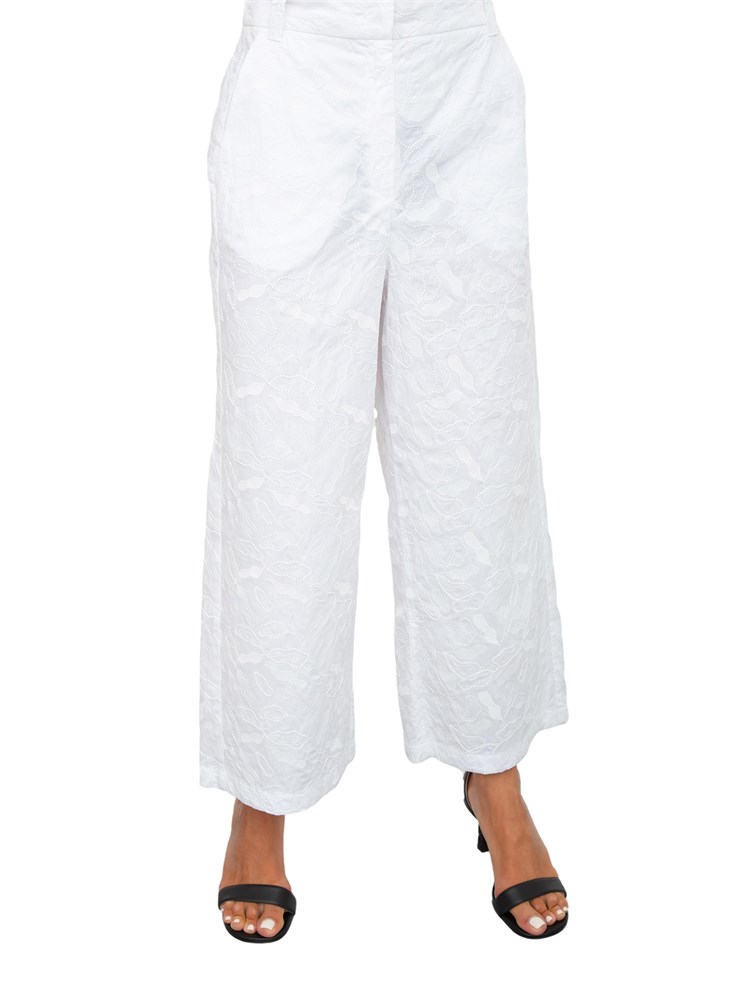 Pantaloni iBlues in popeline di cotone bianco con ricami