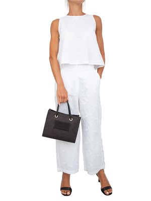 Pantaloni iBlues in popeline di cotone bianco con ricami in DONNA