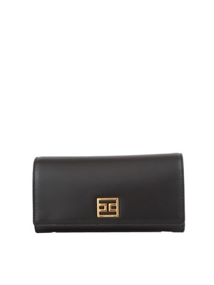 Portafoglio nero Elisabetta Franchi in ecopelle con patta logo oro in DONNA