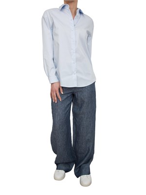 Pantaloni Nenette lino effetto denim gamba dritta in DONNA