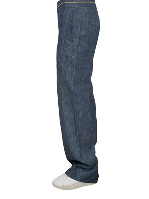 Pantaloni Nenette lino effetto denim gamba dritta in DONNA