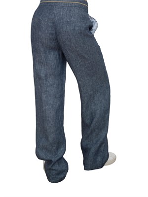 Pantaloni Nenette lino effetto denim gamba dritta in DONNA