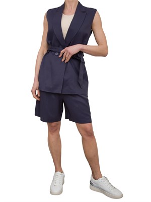 Shorts Nenette in misto lino blu in DONNA